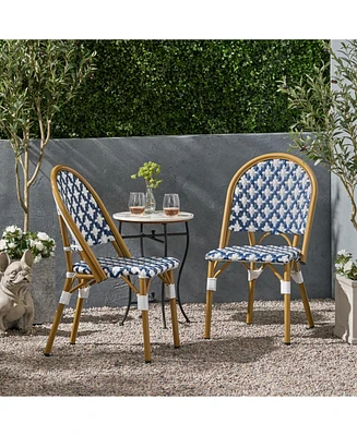 French Cafe Style Aluminum & Rattan Outdoor Chair Set