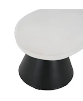 Upholstered dining/entry bench, Beige fabric, black iron legs, 300 Lbs capacity