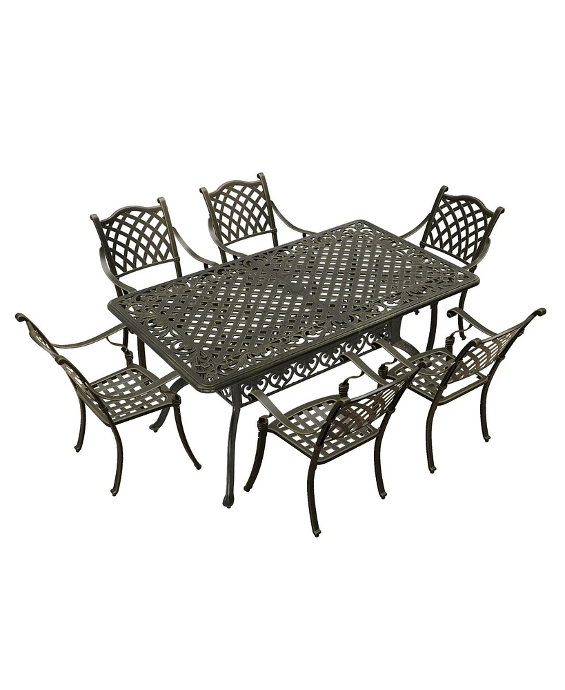 Mondawe 7-Piece Outdoor Patio Furniture Set Dinning Chair with Foldable Table