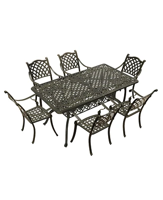 Mondawe 7-Piece Outdoor Patio Furniture Set Dinning Chair with Foldable Table
