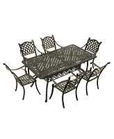 Mondawe 7-Piece Outdoor Patio Furniture Set Dinning Chair with Foldable Table