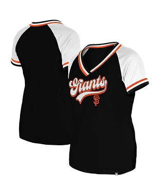 New Era Women's Black San Francisco Giants Gameday Raglan V-Neck T-Shirt