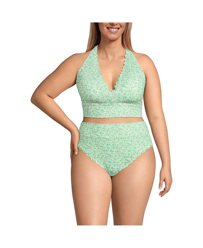 Lands' End Plus Tugless Scallop Halter Tankini Top