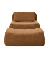 Large orange beanbag sofa with pillow & ottoman
