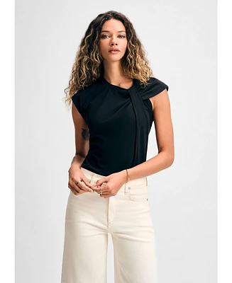 Isaac Mizrahi Women's Twist Neck Short Sleeve Tee
