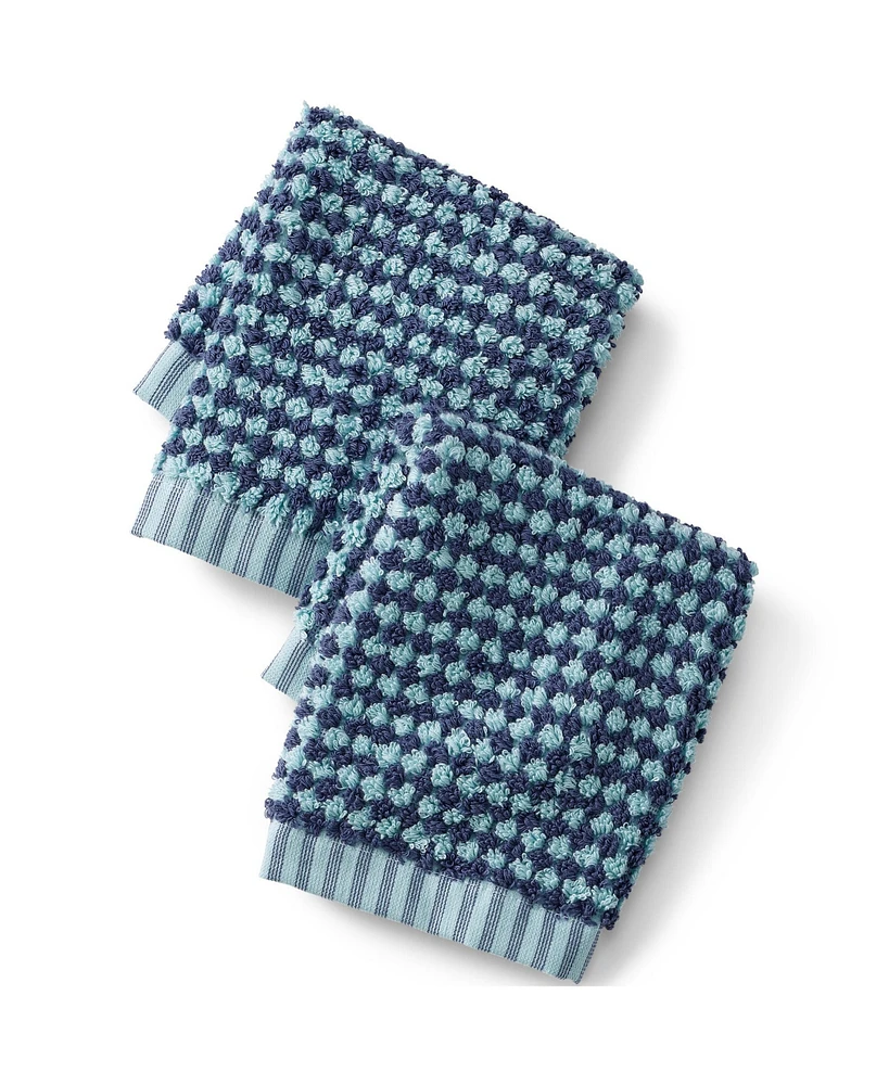 Lands' End Turkish Quick-Dry Cotton Textured Gingham 2-Piece Washcloth Set