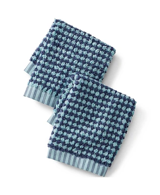 Lands' End Turkish Quick-Dry Cotton Textured Gingham 2-Piece Washcloth Set