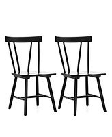 Dining Chairs Set of 2 Windsor Wood Armless with Solid Rubber