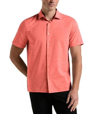 Perry Ellis Men's Cotton Dobby Short Sleeve Button-Front Shirt