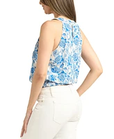 Bcx Juniors' Floral-Print Smocked-Hem Halter Top