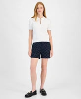 Tommy Hilfiger Women's Cotton Scalloped-Stripe Keyhole Polo
