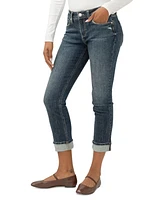 Silver Jeans Co. Women's Suki Mid Rise Curvy-Fit Straight-Leg Cropped