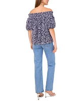 Sam & Jess Women's Printed Smocked Off-The-Shoulder Top