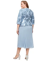Alex Evenings Plus Sequinned Jacket & Tea-Length Dress