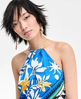 I.n.c. International Concepts Women's Scarf-Print Halter Top, Exclusively at Macy's