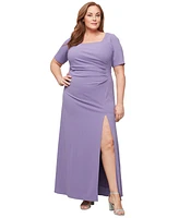 Alex Evenings Plus Scuba Crepe Square-Neck Gown