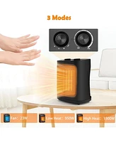 Cowsar Compact Indoor Space Heater, 1500W Electric Ceramic Heater with Adjustable Thermostat, Portable Heater Fan for Office & Bedroom, Etl Certified