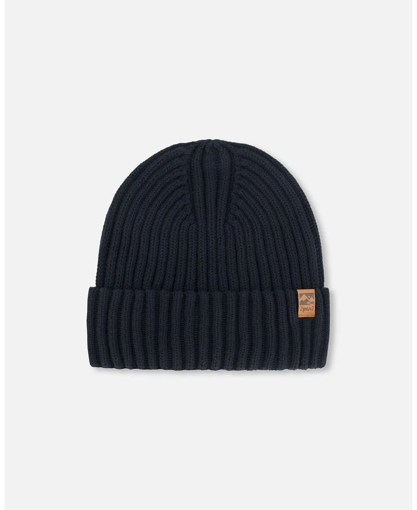 Deux par Kids Unisex Cuffed Knit Hat Black - Toddler|Child