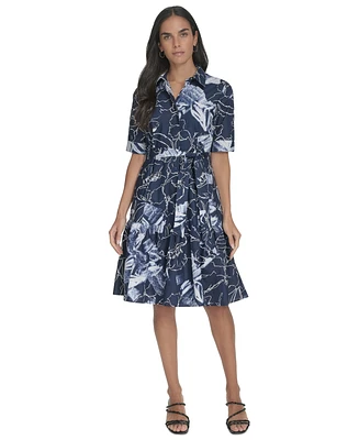 Calvin Klein Women's Cotton Abstract-Print Shirtdress