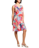 Jones New York Women's Printed V-Neck Sleeveless Trapeze Mini Dress
