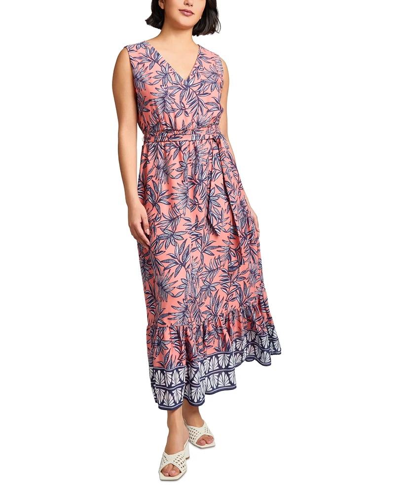 Jones New York Women's Printed Smocked-Waist Tiered Maxi Dress