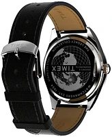 Timex Men's Analog Black Leather Strap Watch, 41mm
