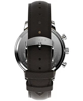 Timex Men's Analog Brown Leather Strap Watch, 45mm