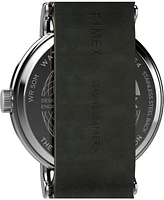 Timex Men's Analog Green Leather Strap Watch, 40mm