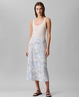 Calvin Klein Women's Printed Crepe Midi Slip Skirt