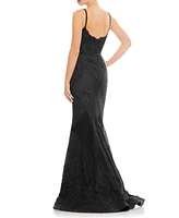 Mac Duggal Women's Embroidered Sleeveless Plunge Neck Trumpet Gown