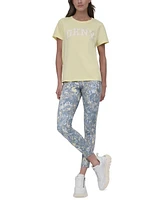 Dkny Women's Active Rhinestone-Logo Distressed Crewneck Cotton T-Shirt