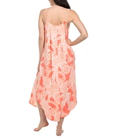 Linea Donatella Women's Coral Printed Maxi Nightgown