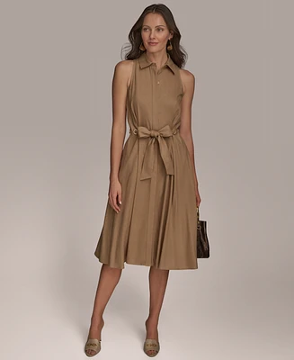 Donna Karan New York Women's Belted Sleeveless Shirtdress