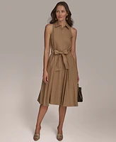 Donna Karan New York Women's Belted Sleeveless Shirtdress