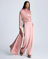 Kenneth Cole Women's Satin Twill Pleated Wide-Leg Pants