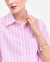 On 34th Women's Cotton Adventure Stripe Short-Sleeve Shirt, Exclusively at Macy's