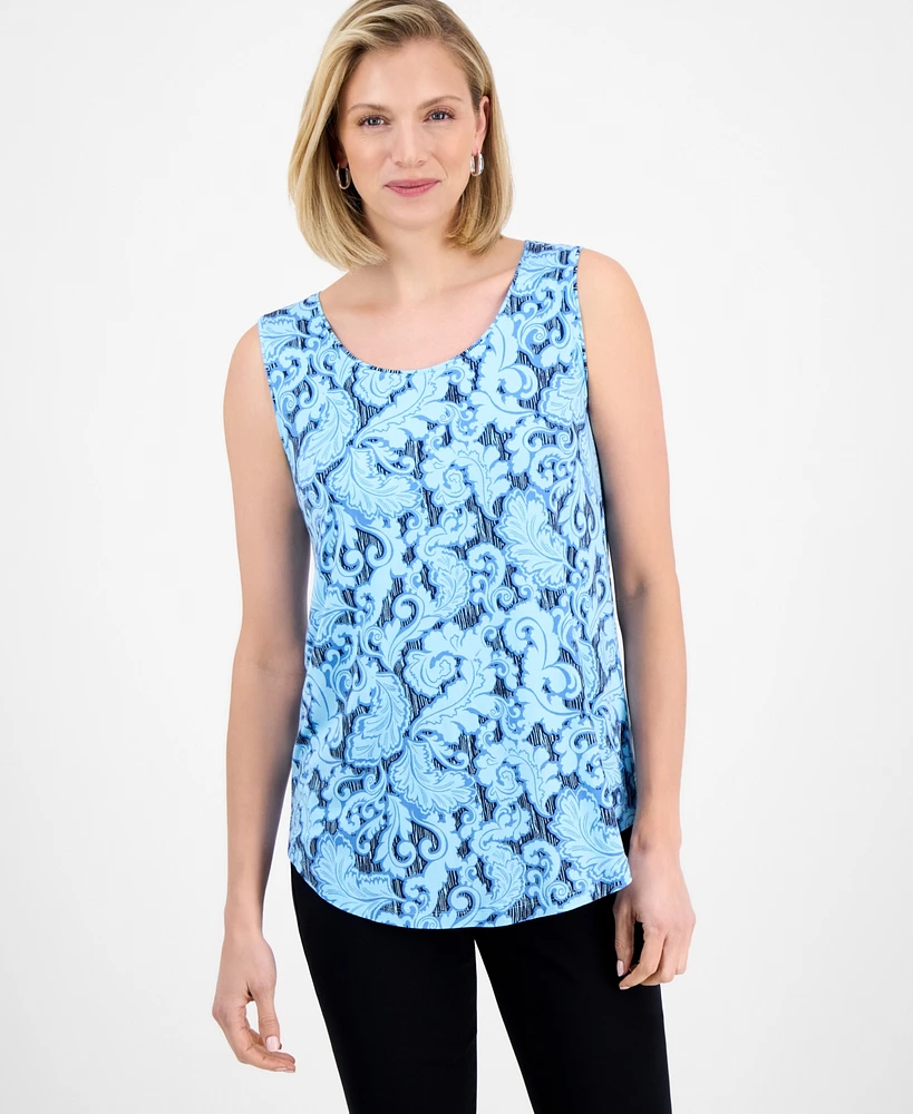 Jm Collection Women's Printed Scoop-Neck Sleeveless Top, Exclusively at Macy's