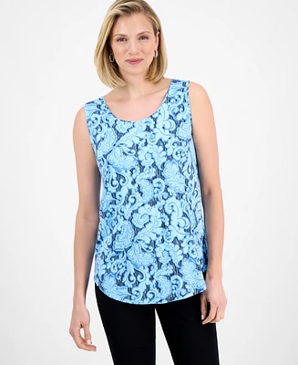 Jm Collection Women's Printed Scoop-Neck Sleeveless Top, Exclusively at Macy's