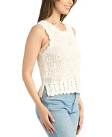 Bcx Juniors' Textured Scalloped Sleeveless Sweater