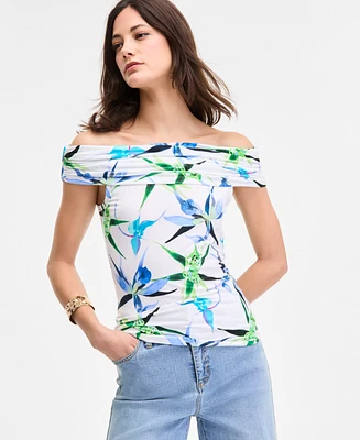 I.n.c. International Concepts Women's Printed Off-The-Shoulder Top, Exclusively at Macy's