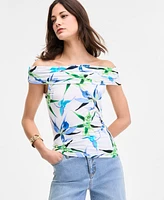 I.n.c. International Concepts Women's Printed Off-The-Shoulder Top, Exclusively at Macy's