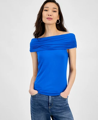 I.n.c. International Concepts Women's Printed Off-The-Shoulder Top, Exclusively at Macy's