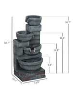 Outsunny Outdoor Water Fountain with Lights, Outdoor Waterfall,