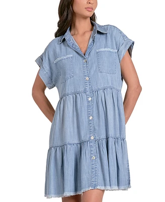 Elan Women's Chambray Tiered Dress