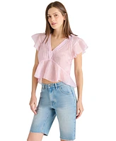 Steve Madden Women's Leyla V-Neck Flutter-Sleeve Top