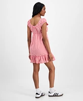 Celebrity Pink Juniors' Printed Babydoll Mini Dress