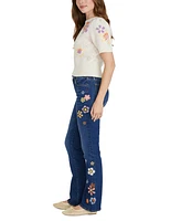 Driftwood Women's Floral Intarsia Cotton Crewneck Sweater