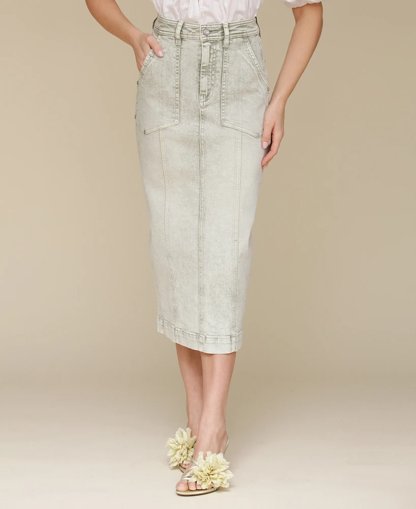Avec Les Filles Women's Denim Midi Skirt