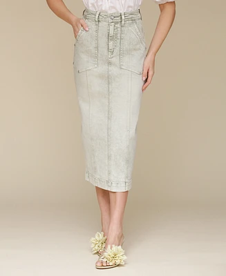 Avec Les Filles Women's Denim Midi Skirt