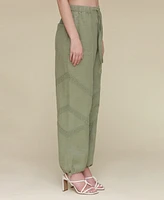 Avec Les Filles Women's Crochet-Trim Soft Utility Jogger Pants